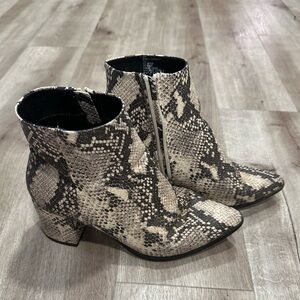 Snake skin ankle boots